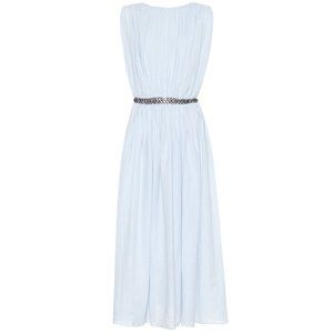 SOLD | Gabriela Hearst Chain Belt Aloe Linen Dress Sleeveless Pleated IT46/10